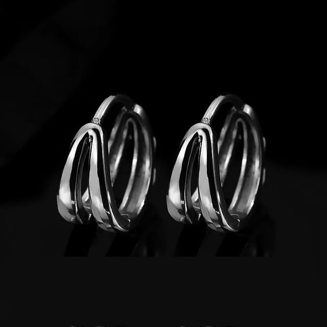 Layered Hoop Earring Set Polished S999 Silver