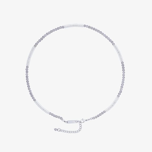 Faux Gemstone Bead Choker Stainless Steel