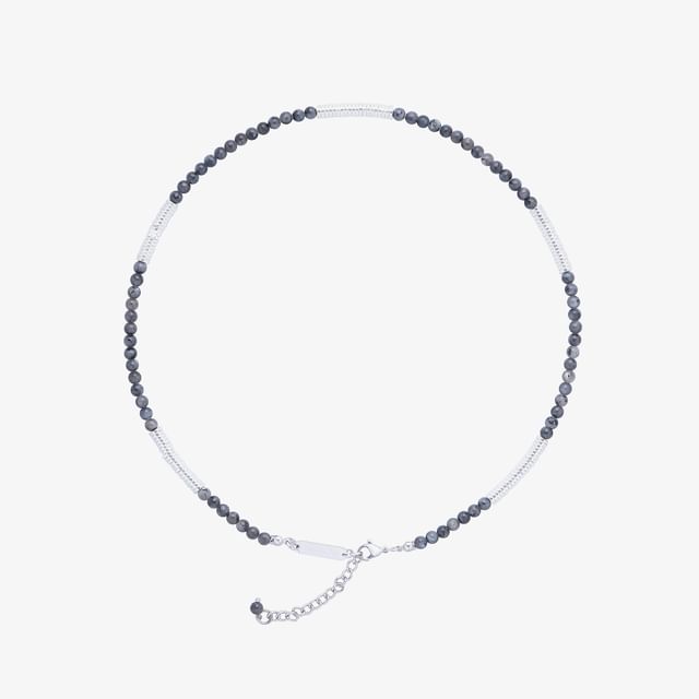 Faux Gemstone Bead Choker Stainless Steel