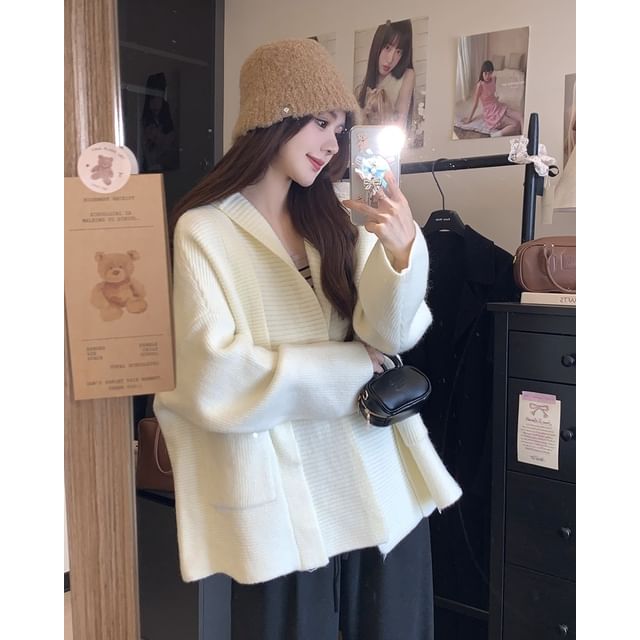 Basic Hooded Ribbed Cardigan