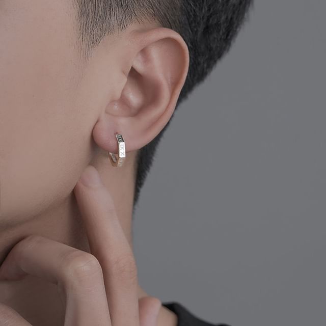 Hexagon-Shaped Hoop Earring