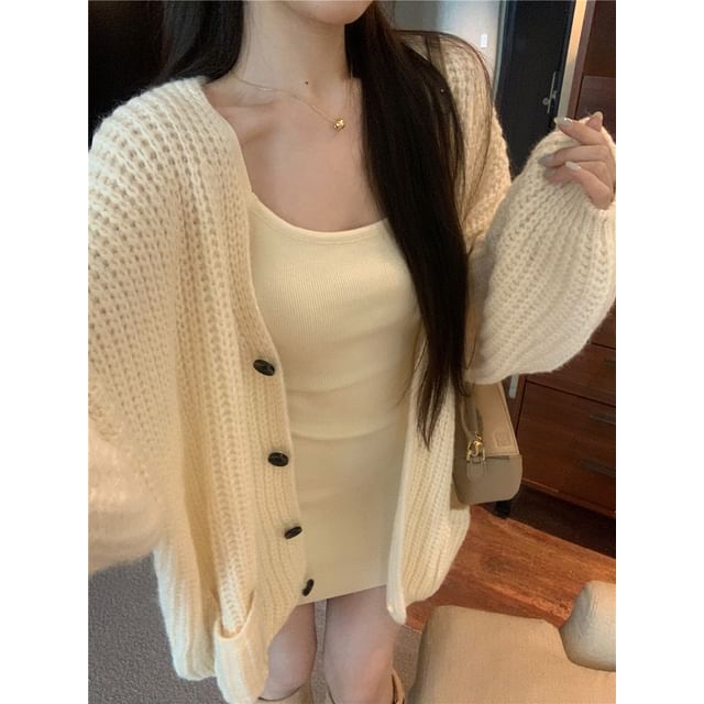 Plain Cardigan or Chunky Knit Tank Dress