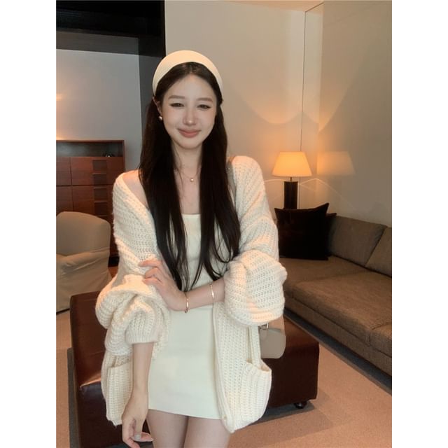 Plain Cardigan or Chunky Knit Tank Dress