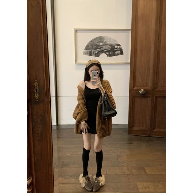 Plain Cardigan or Chunky Knit Tank Dress