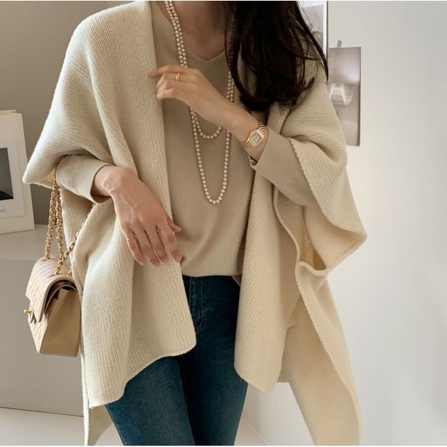 Open Front Cape Plain Cardigan