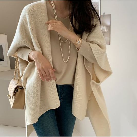 Open Front Cape Plain Cardigan