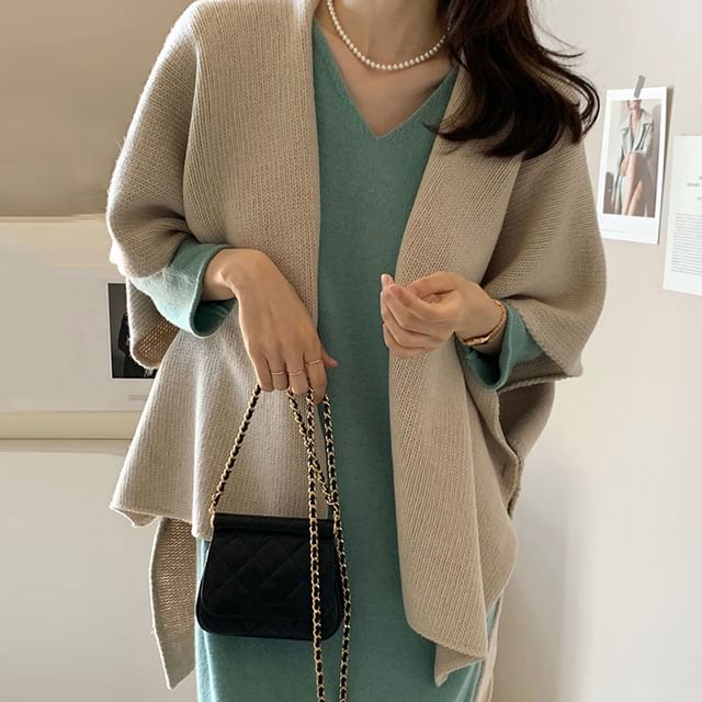 Open Front Cape Plain Cardigan