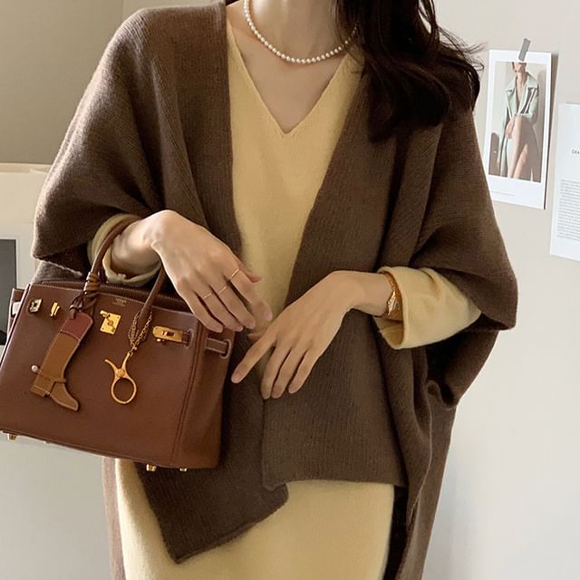 Open Front Cape Plain Cardigan