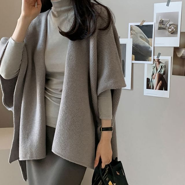 Open Front Cape Plain Cardigan