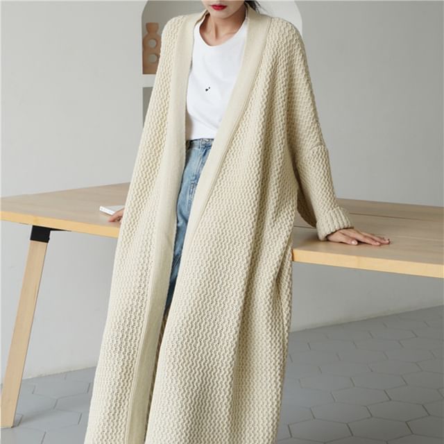 Maxi Open Front Solid Cardigan