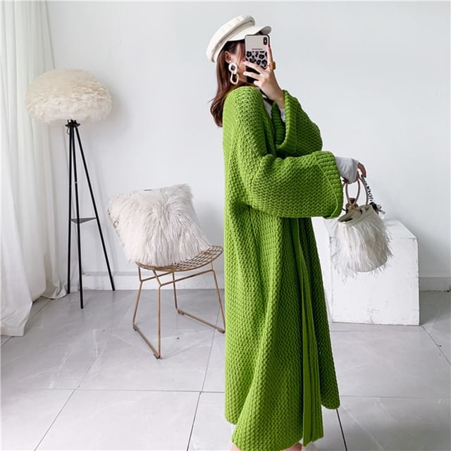 Maxi Open Front Solid Cardigan
