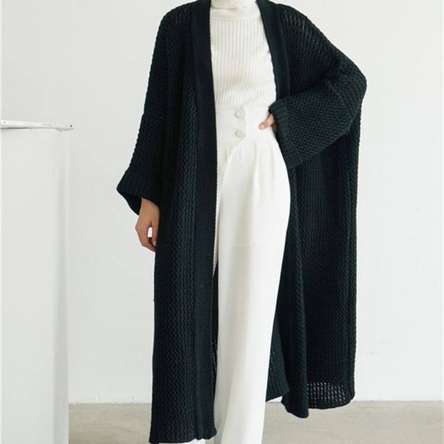 Maxi Open Front Solid Cardigan