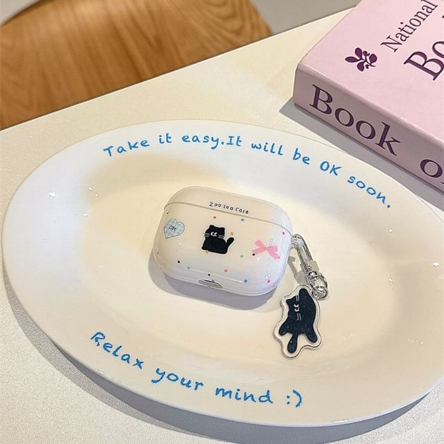 Cat Charm AirPods / Pro Earphone Case Skin / Coil Strap / Set