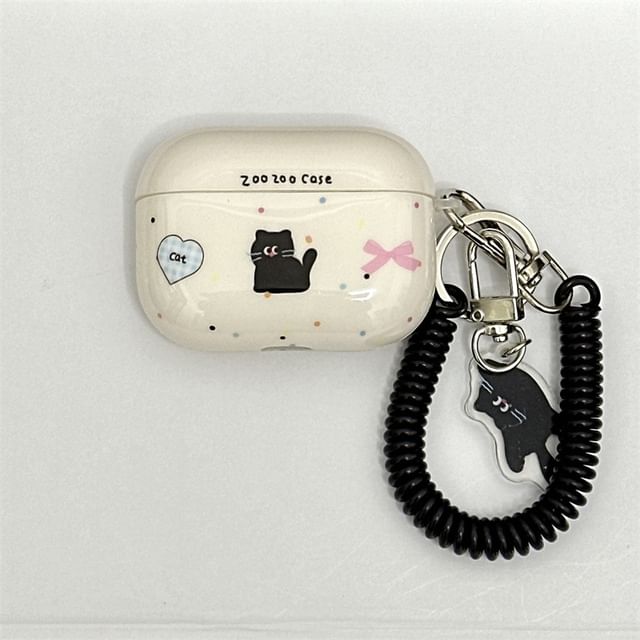 Cat Charm AirPods / Pro Earphone Case Skin / Coil Strap / Set