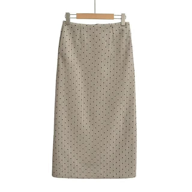 Dotted Midi Skirt with A-Line Fit and High Waist