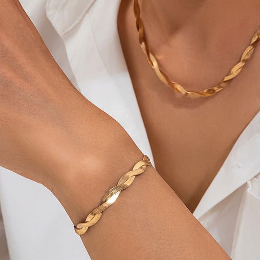 Set Helical Alloy Necklace Bracelet