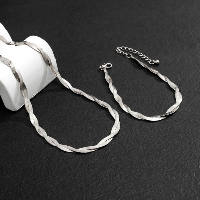 Set Helical Alloy Necklace Bracelet