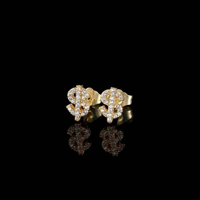 Dollar Sign Rhinestone Stainless Steel Stud Earring