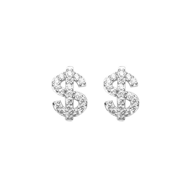 Dollar Sign Rhinestone Stainless Steel Stud Earring