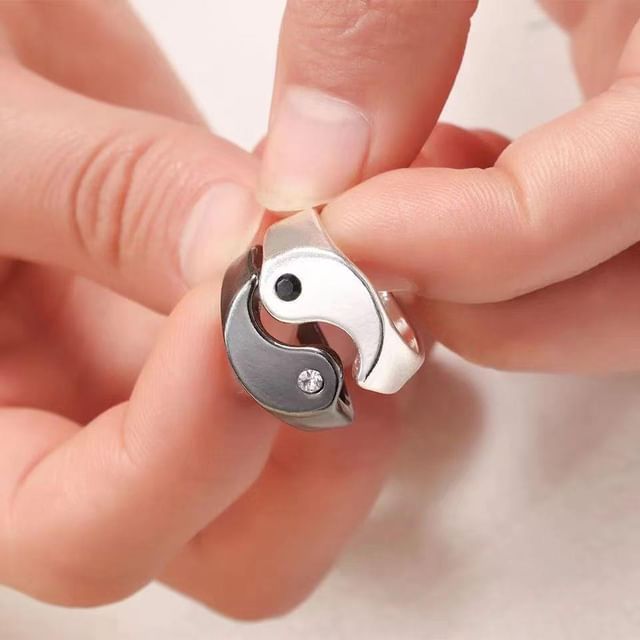 Couple Matching Yin and Yang Stainless Steel Open Ring (Various Designs)