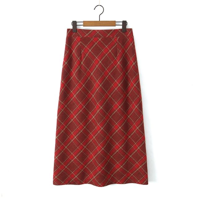 Plus Size Plaid A-Line Skirt with High Waist