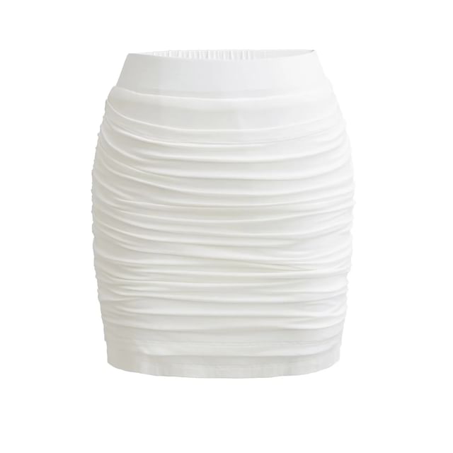 Cinched High Rise Pencil Skirt in Plain Design
