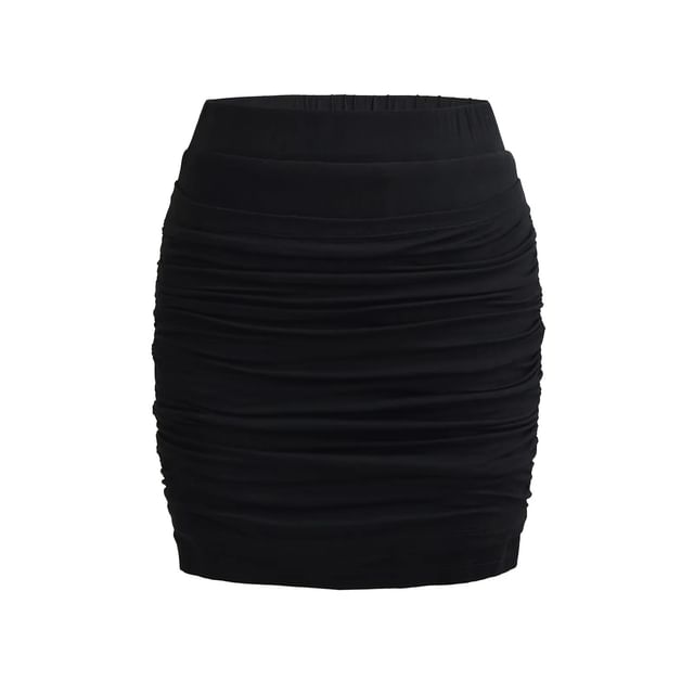 Cinched High Rise Pencil Skirt in Plain Design