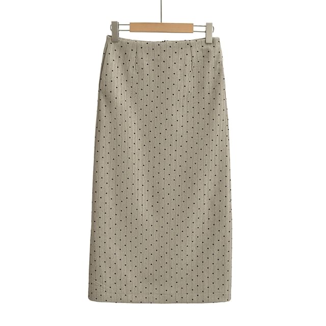 Polka Dot Midi A-Line Skirt with High Waist