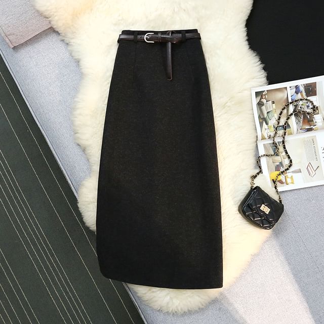 Tailored Straight Midi Skirt - High Waist