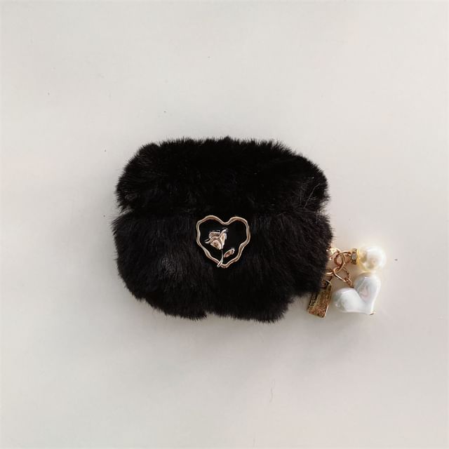Heart Faux Fur Charm AirPods / Pro Earphone Case Skin