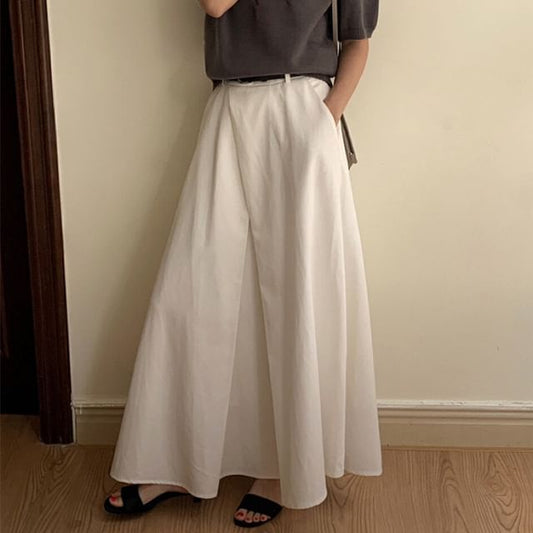 High Rise Maxi A-Line Skirt in Plain Fabric