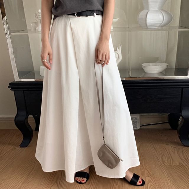 High Rise Maxi A-Line Skirt in Plain Fabric