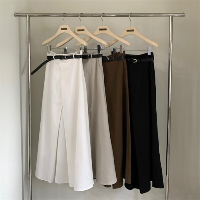 High Rise Maxi A-Line Skirt in Plain Fabric