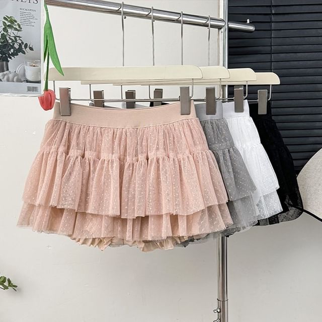 Layered Mesh Mini Skirt