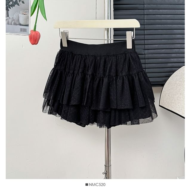 Layered Mesh Mini Skirt