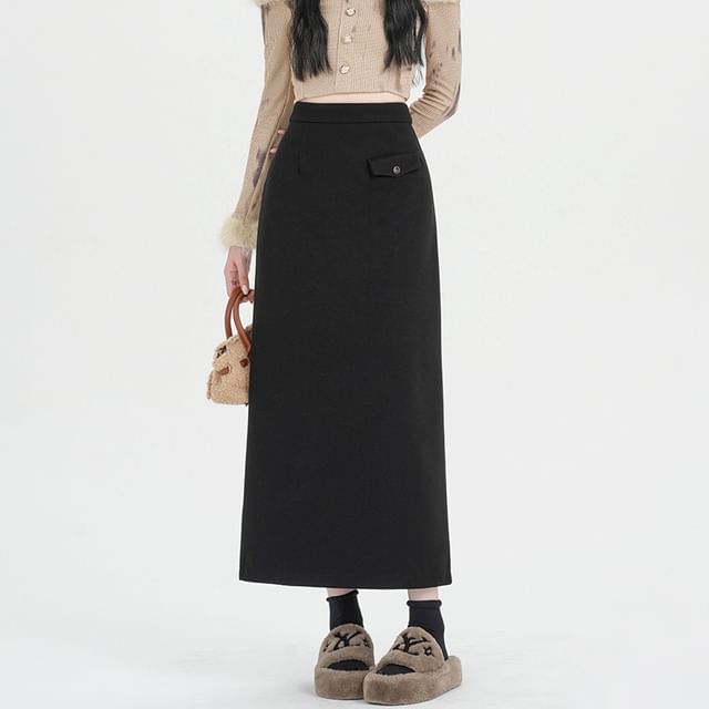 Sleek Midi H-Line Skirt with High Rise