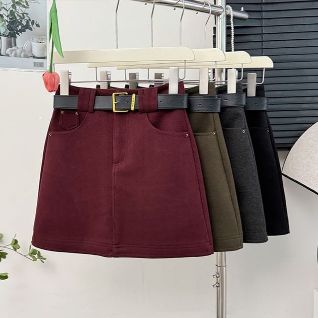 Cozy Wool Mini Skirt with High Rise