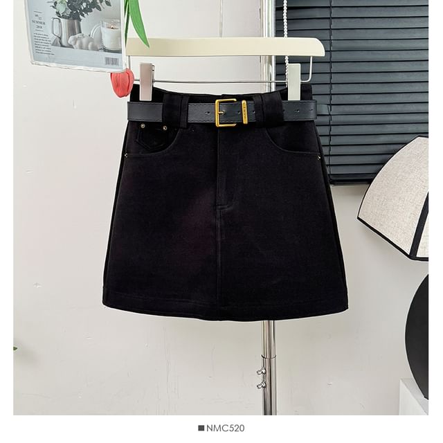 Cozy Wool Mini Skirt with High Rise