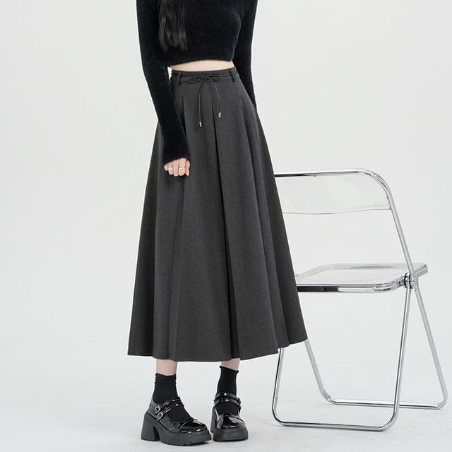 Smooth A-Line Midi Skirt - High Waist