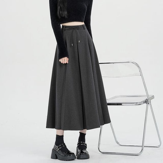 Smooth A-Line Midi Skirt - High Waist
