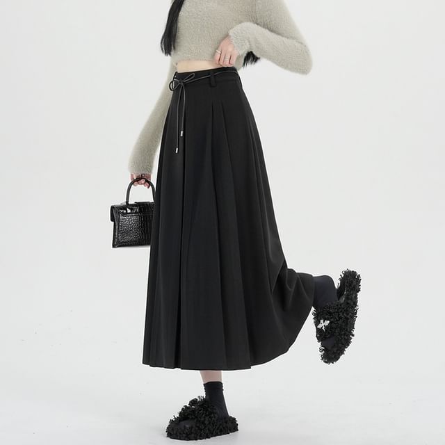 Smooth A-Line Midi Skirt - High Waist
