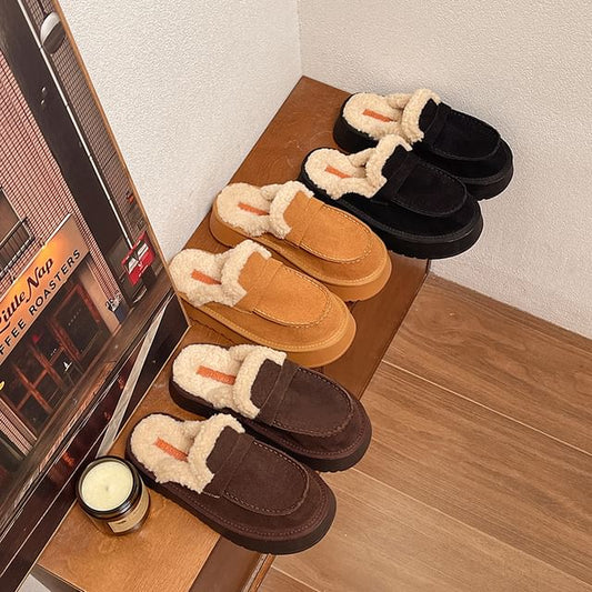 Fleece-Lined Platform Mules