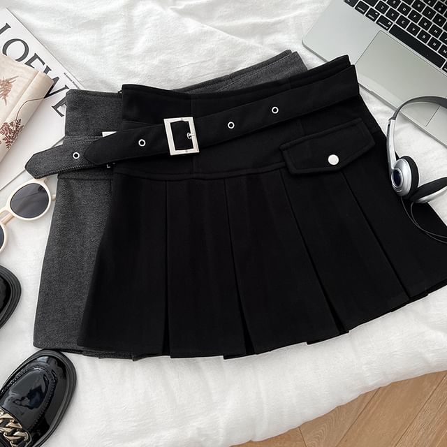 Pleated Mini Skirt - High Rise