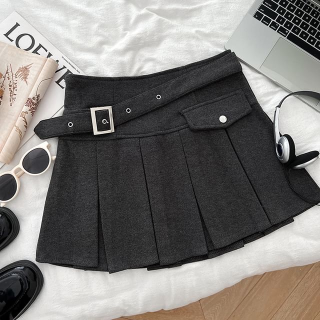 Pleated Mini Skirt - High Rise
