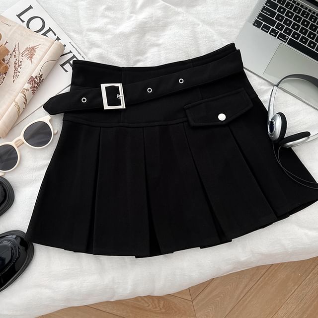 Pleated Mini Skirt - High Rise