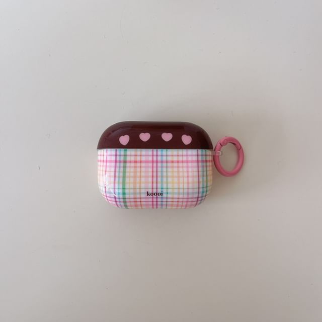 Plaid AirPods / Pro Earphone Case Skin / Floral Charm / Set