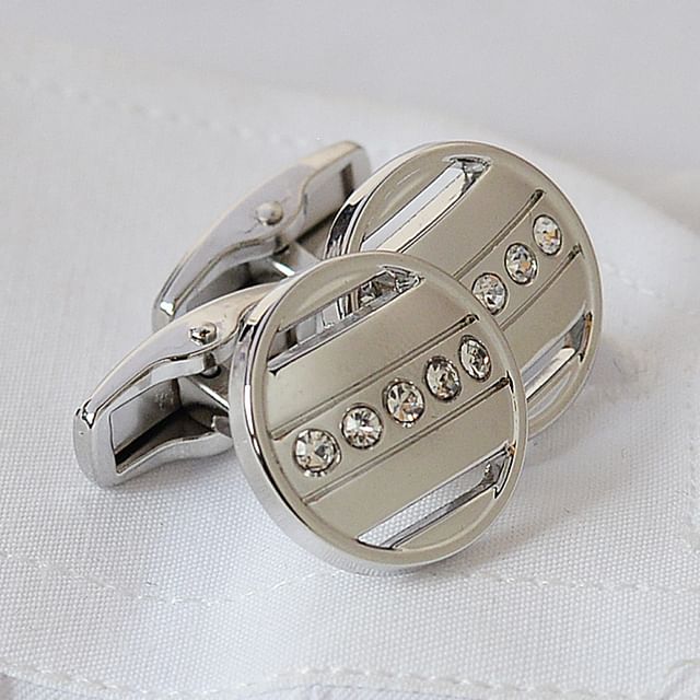 Rhinestone Cufflinks / Tie Clip / Set