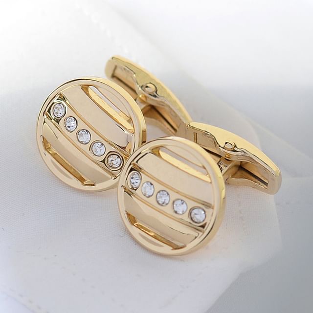 Rhinestone Cufflinks / Tie Clip / Set