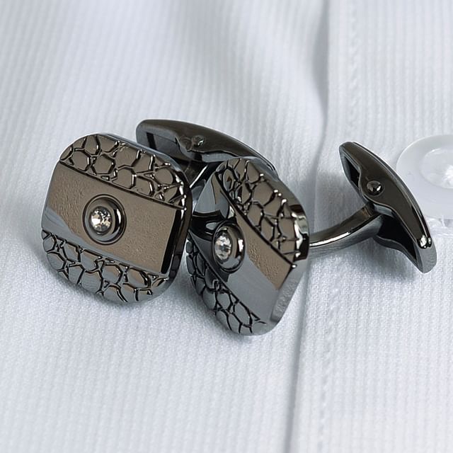 Rhinestone Cufflinks / Tie Clip / Set
