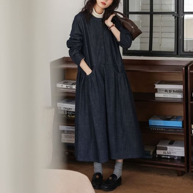 Sweater Vest and Denim Smock Dress Set